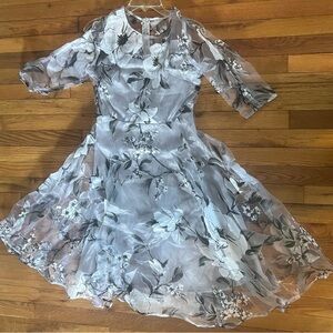 Floral print with sheer overlay